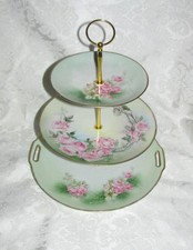 Custom Three Tier Tea Party Cake Stand Made With Vintage Hand Painted Plates