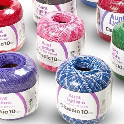 Aunt Lydia's Classic Size 10 Mercerized Cotton Crochet Thread For Crafts & More