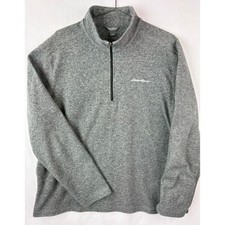 Eddie Bauer Zip Sweatshirt Mens L Classic Gray Fleece Pullover Shirt Long Sleeve