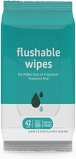 Adult Wet Wipes Flushable Fragrance Free,  3 Packs of 42 Packaging May vary