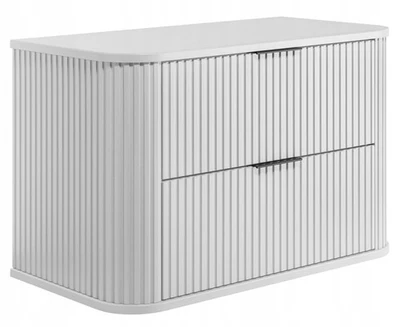 Meuble sous-lavabo salle de bain ELEGANCE 80 cm façade rainurée blanc - Photo 1/4