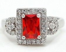 Treated 3CT Fire Garnet  925 Solid Sterling Silver Ring Jewelry Sz 7 IB1-9