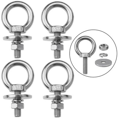 4 Pack M8x26mm 5/16''x1'' Stainless Steel Eye Bolts Nuts Heavy Duty Lifting Ring