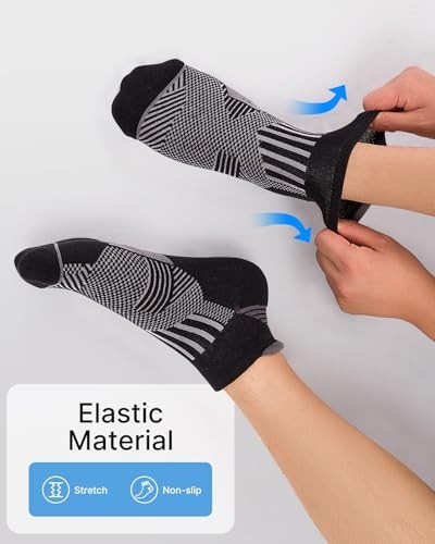Mens Low Cut Ankle Socks, Moisture Wicking Cotton Casual Short 9-12 Black - Picture 5 of 6