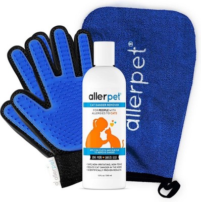 Allerpet Cat Dander Remover w/Free Pair of Grooming Gloves and Mitt - Effecti...