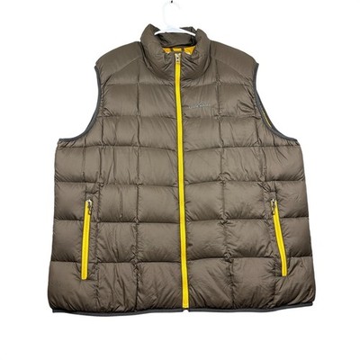 Eddie Bauer EB700 Down Vest Men's XXL Brown Yellow 700 Fill Power