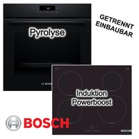 Bosch Backofenset Pyrolyse Schwarz 3D HeißLuft Induktionskochfeld Powerboost