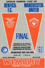 EUROPEAN CUP FINAL 1968 Manchester United v Benfica - score on the front