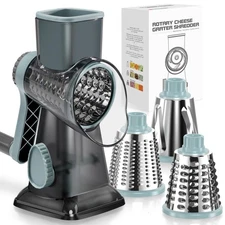 Rotary Cheese Grater Hand Crank Transparent - Shredder Slicer Grinder 3 Stain...