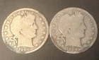 Lot of 2 1906 Barber Half Dollar 50 cent 90% Silver Priced near Melt
