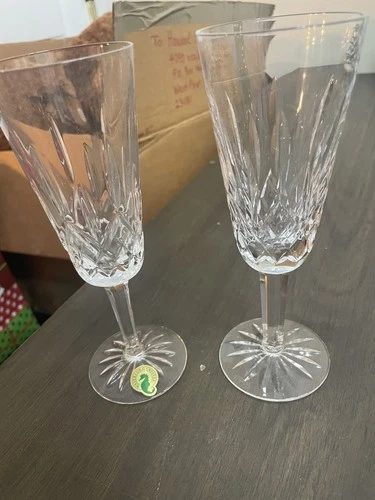 Pair of Waterford Crystal Glasses – Cut Stemware, ~7″ Tall, Vintage”