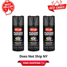 3 Pack Krylon Fusion All In One Spray Paint Gloss Black, 12 oz, Multi Surface
