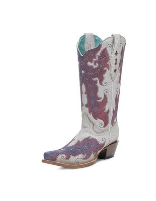 Corral Western Boots Womens Overlay Chameleon Effect 7 M White Z5362
