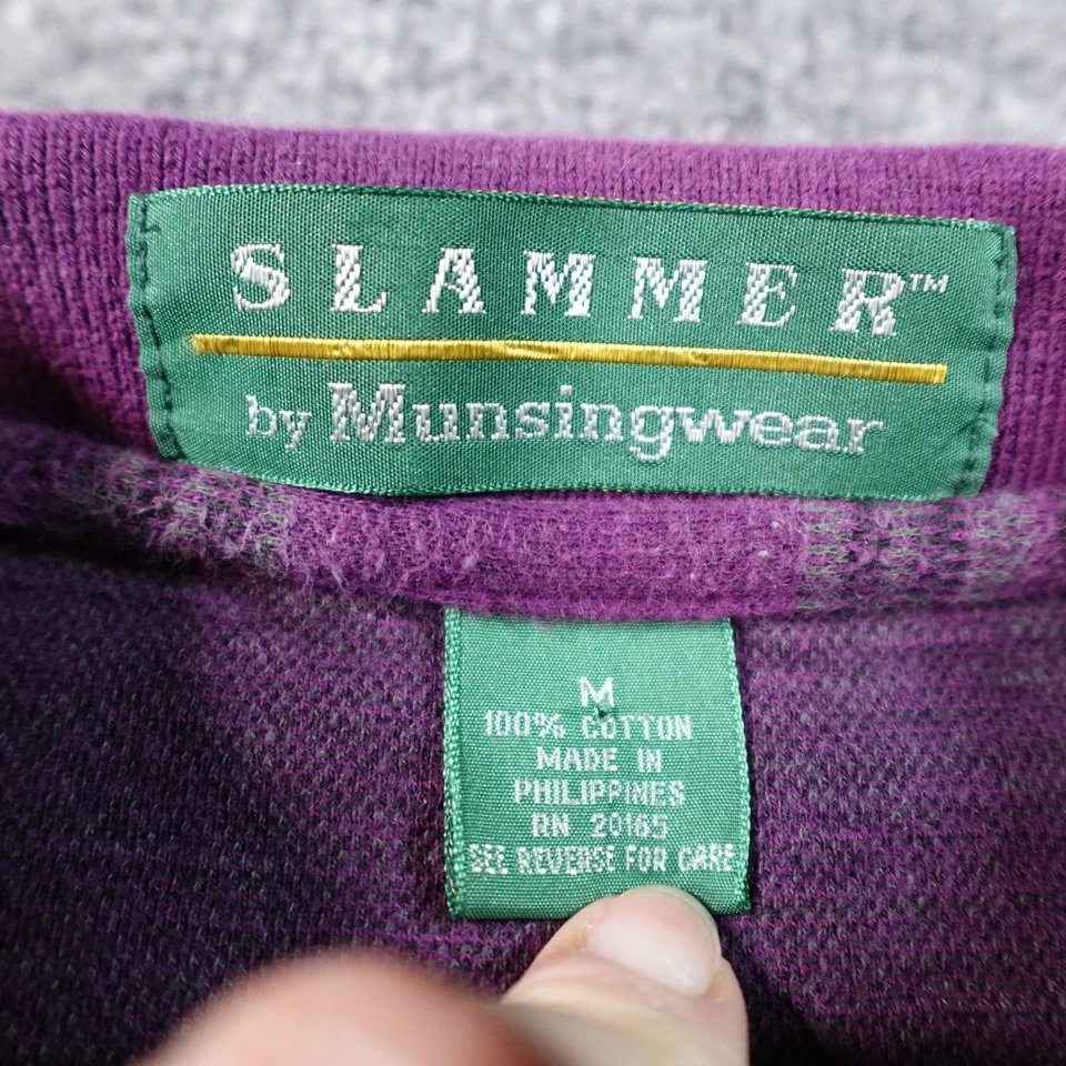 Camisa Polo de Rugby Slammer Munsingwear Vintage Hombres M Púrpura a Cuadros Años 80 90 Años 14662 Foto 3 de 4