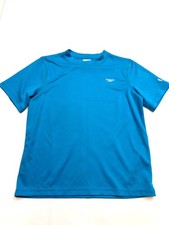 SPEEDO Boys XL 16 Blue Short Sleeve UV Blocking SPF Swim Rash Guard Shirt T20