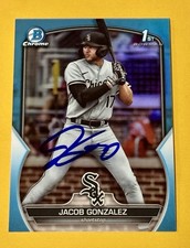 Jacob Gonzalez SIGNED 2023 Bowman Chrome SKY BLUE Refractor #BDC-167 Auto RC Sox