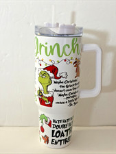 Christmas The Grinch Stainless Steel Tumbler 40 oz. with 4 Straw Toppers