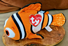 Disney TY Sparkle Beanie Nemo Plush Clown Fish 9" Retired VGC