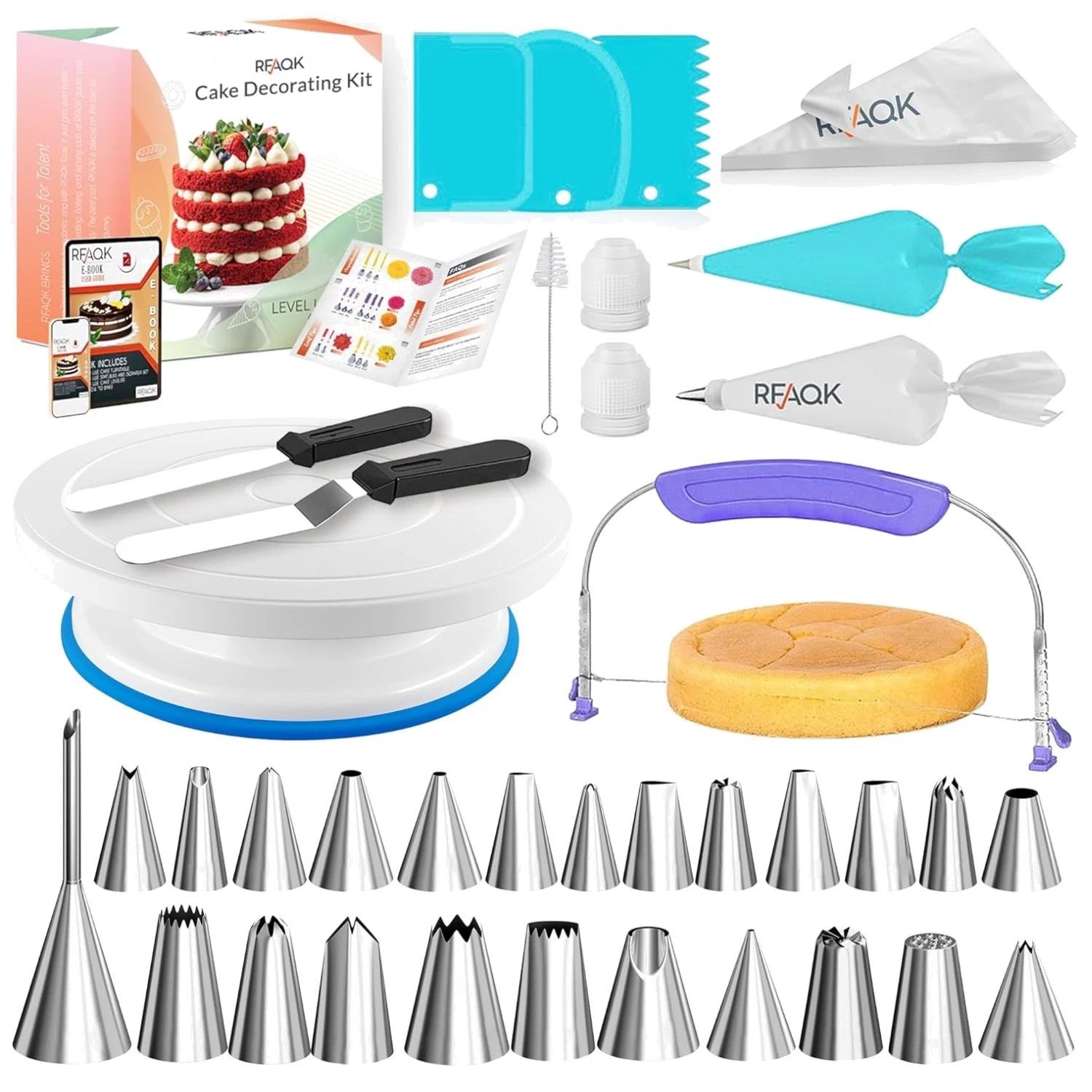 Ultimate Cake Decorating Kit with Turntable & 24 Tips