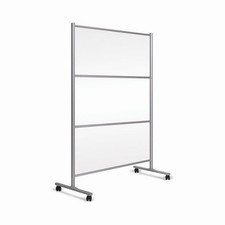 MasterVision Protector Mobile Glass Panel Divider 49 x 22 x 69 Clear/Aluminum
