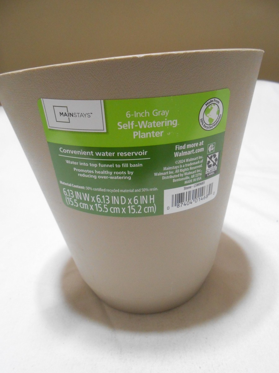NEW MAINSTAYS 6 INCH GRAY SELF-WATERING PLANTER | eBay