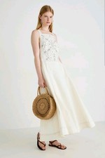 Free People Bali Vienna Sleeveless Maxi Dress in clean ivory NWT XS