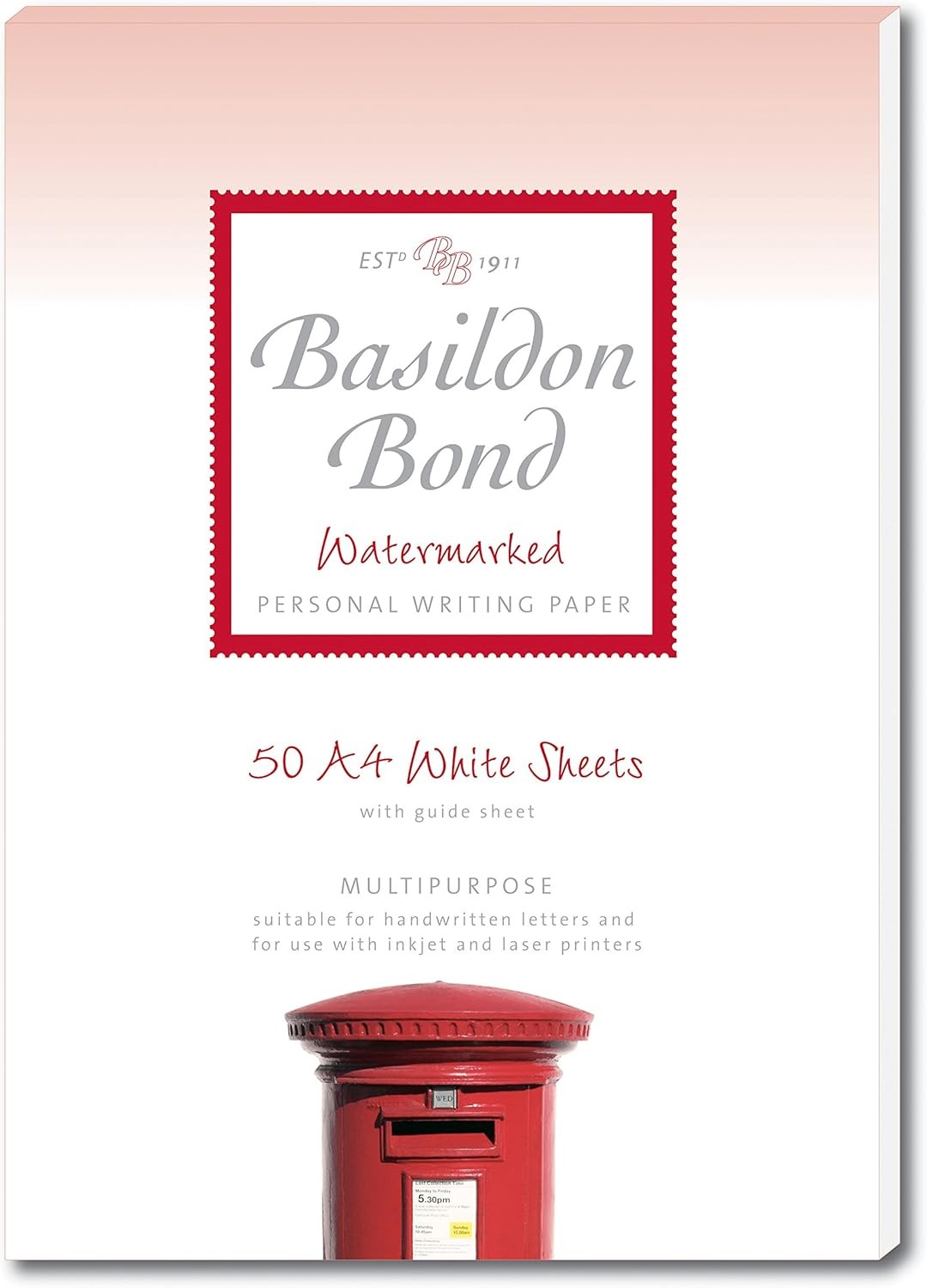 Basildon Bond Luxury Writing Pad with 50 Sheets - White, A4 (210 x 297mm)
