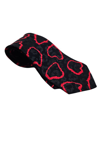 Vintage Brioni Designer Artsy Necktie Abstract Hearts Red Black 100% Silk