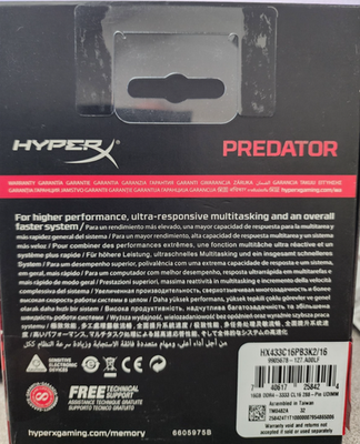 Hyperx Predator DDR4 3333MHz 2x8GB memory modules HX433C16PB3K2/16