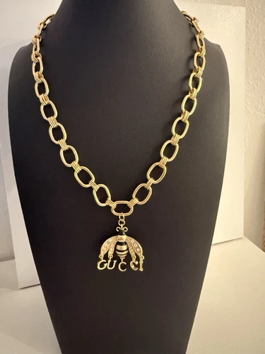 Collana Gucci rara ciondolo ape Gucci tono oro