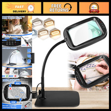 Extra Large 7" Magnifying Glass with Light Stand - 10X 30X, 5 Color LED