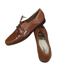 Womens Trotters Shoes Lizzie Cognac Discontinued Basket Weave Leather Size 9N