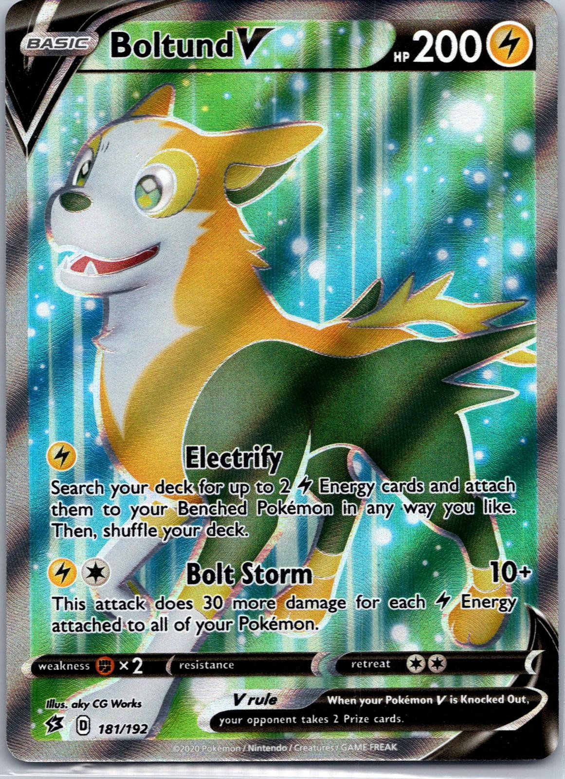 Boltund V 181/192 Ultra Rare Rebel Clash Pokemon Holo Near Mint