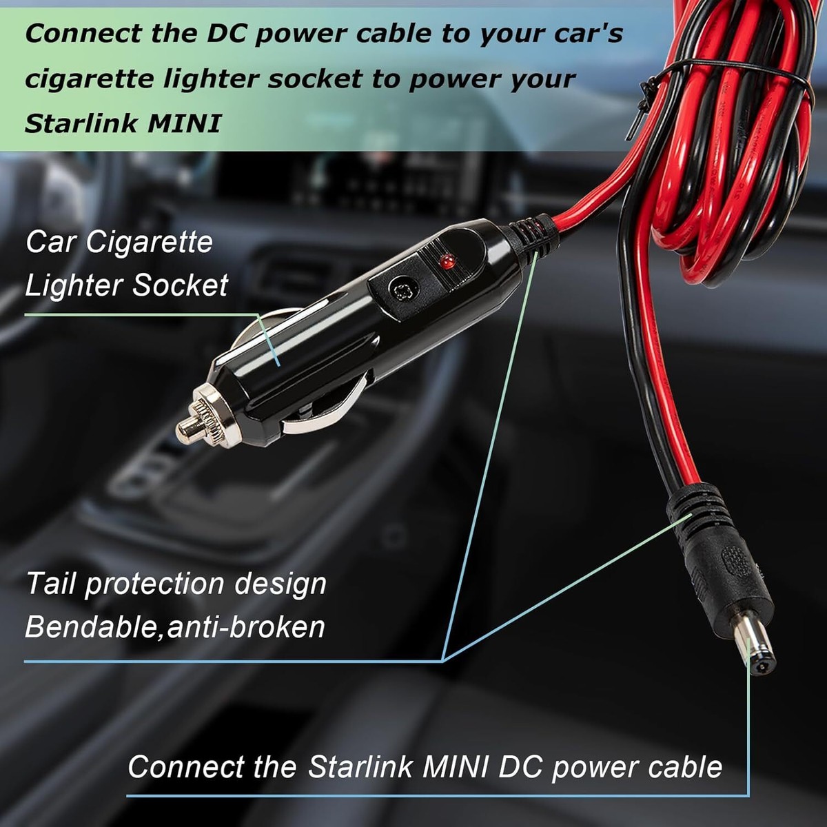 starlink cigarette lighter Starlink Mini DC Power Cable with Cigarette Lighter Male Plug,Starlink Mini  Kit