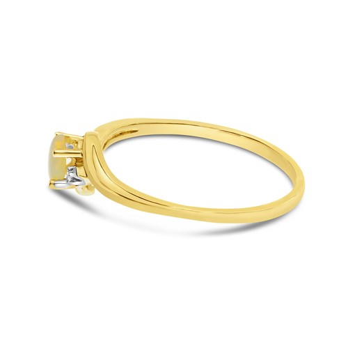 10k Yellow Gold Oval Opal And Diamond Ring - 第 5/6 張圖片