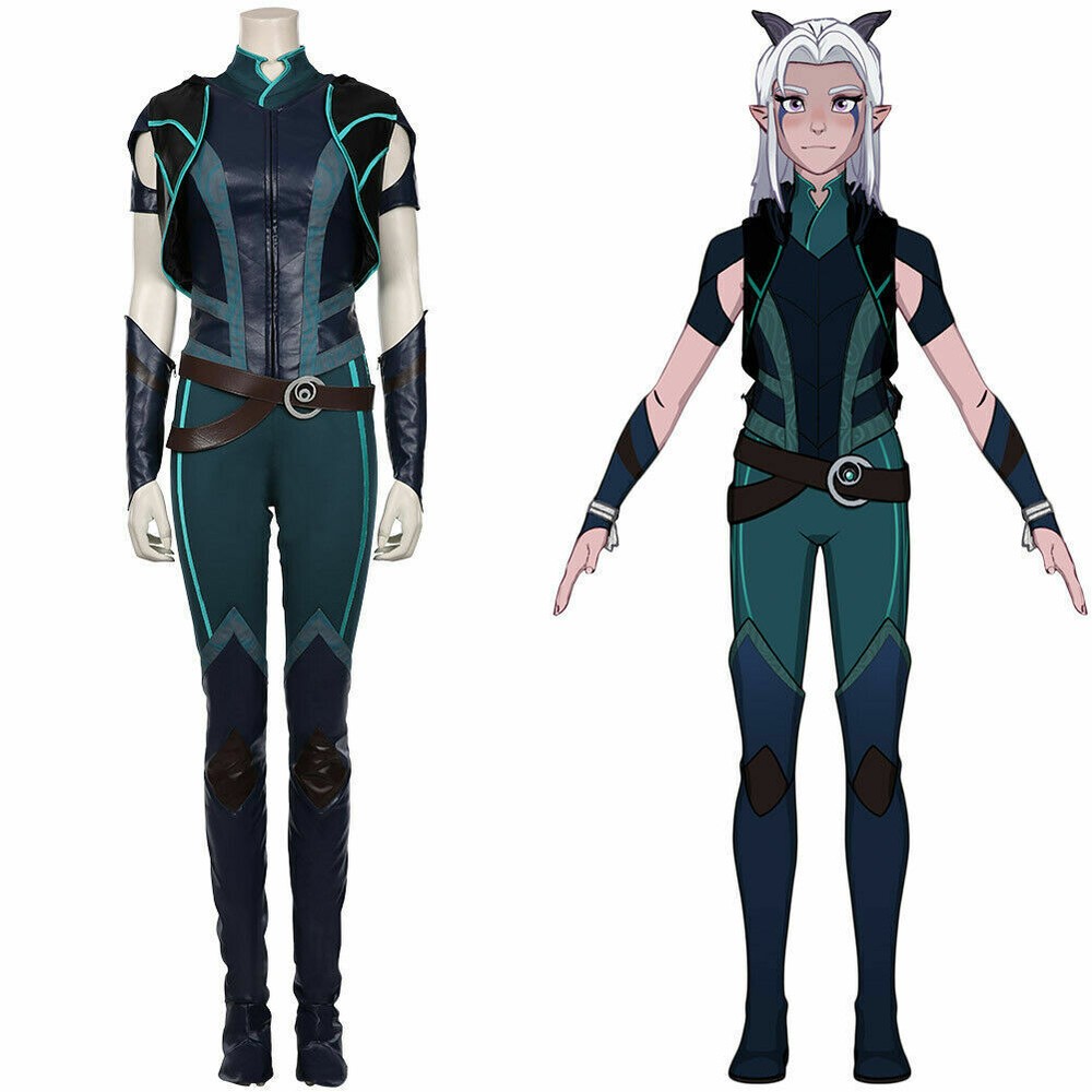The Dragon Prince-Rayla Cosplay Costume Vest Pant Outfit Halloween Carnival Suit