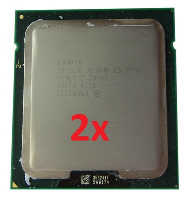 2x CPU Intel Xeon E5-2407 2.2 GHz SR0LR Sockel 1356 Quad Core + Händler