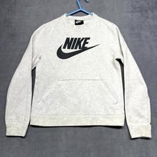 Nike Sweatshirt Boys Medium Gray Fleece Lined Crew Neck Long Sleeve Pullover