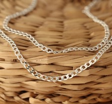 Solid 925 Sterling Silver 2.2mm CURB Chain Necklace Various Lengths Genuine New