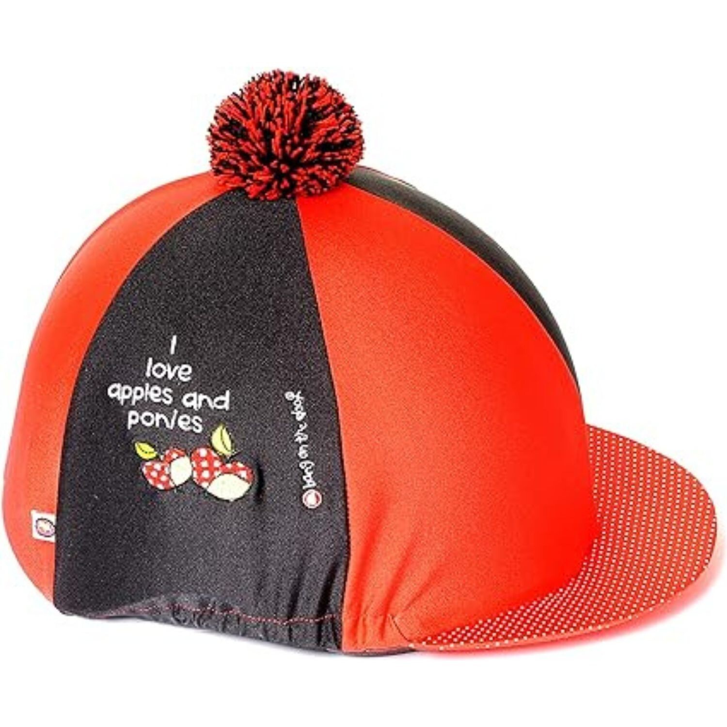 Cappello Equitazione Teschio Cappellino Copri Nero e Rosso Love Mele e Pony Design
