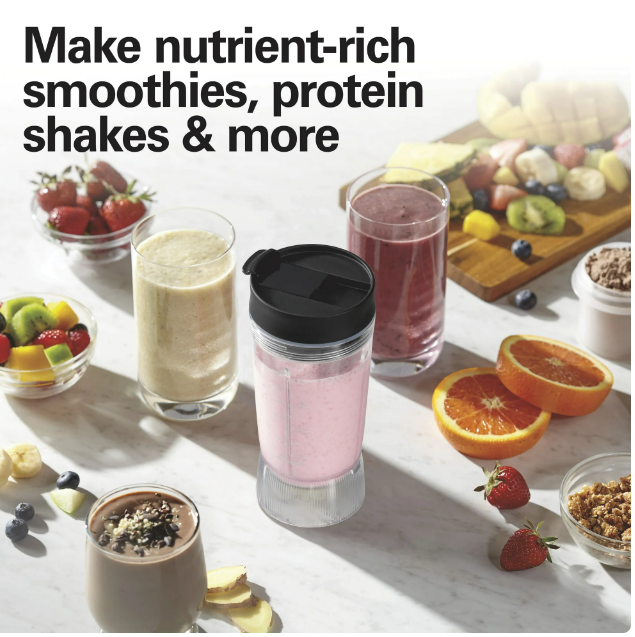 Hamilton Beach Personal Blender with LeakProof Travel Lid, 14 oz. jar