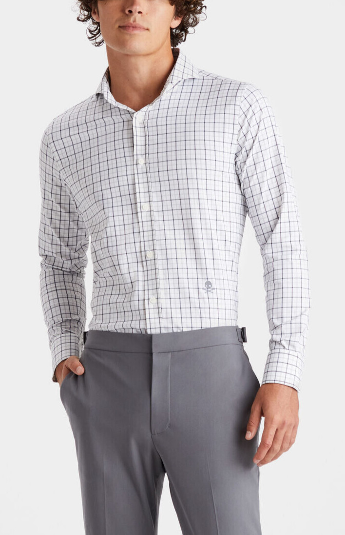 Повседневная рубашка в клетку G/FORE Tattersall в современном стиле с отложным воротником, сшитая по индивидуальному заказу, Sz S $185