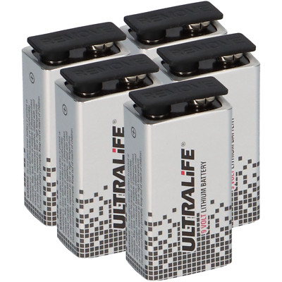 5x Ultralife U9VL-J-P - 9V Block Power Cell Lithium Batterie 9V 1200mAh 