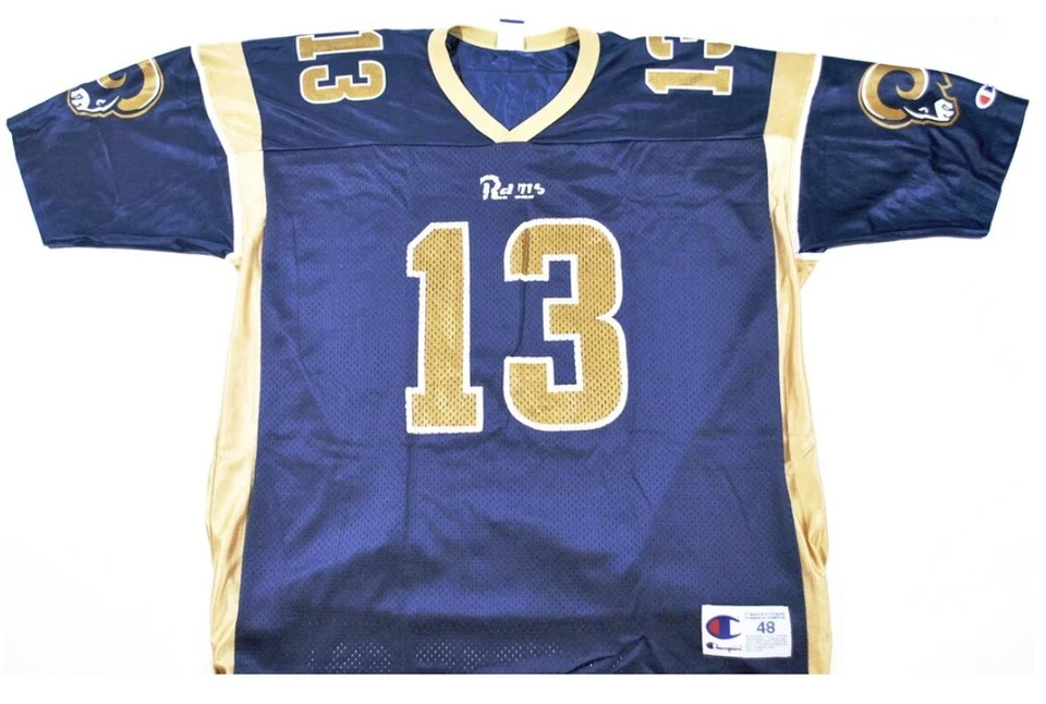 Camiseta deportiva vintage de los St. Louis Rams marca Kurt Warner Champion talla X-grande Foto 3 de 4