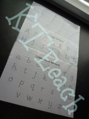 Vorkursiv Alphabet Handschrift Übung Nachzeichnen trocken abwischbare Blätter Home Schooling