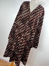 Susan Graver 3X Cardigan Sweater Brown Black V Neck Button Front Soft Woman D3