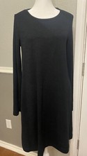 Womens Gap Dress Small Black Long Sleeve Knee Length Swing Dress Soft Knit