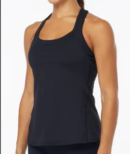 TYR Women's Small (4/6) Lola Tank Solid Black TLOSO7A Swimsuit Top Tankini