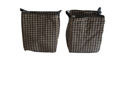 2 Longaberger Khaki Check Fabric Bin Divider Size A Small Liner Only Cotton/Poly