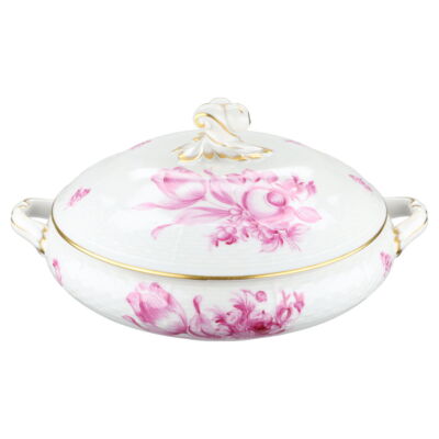 Ragout / Terrine Modell 84 Herend Ungarn Form Osier BTP Bouquet De Tulipe Camaie